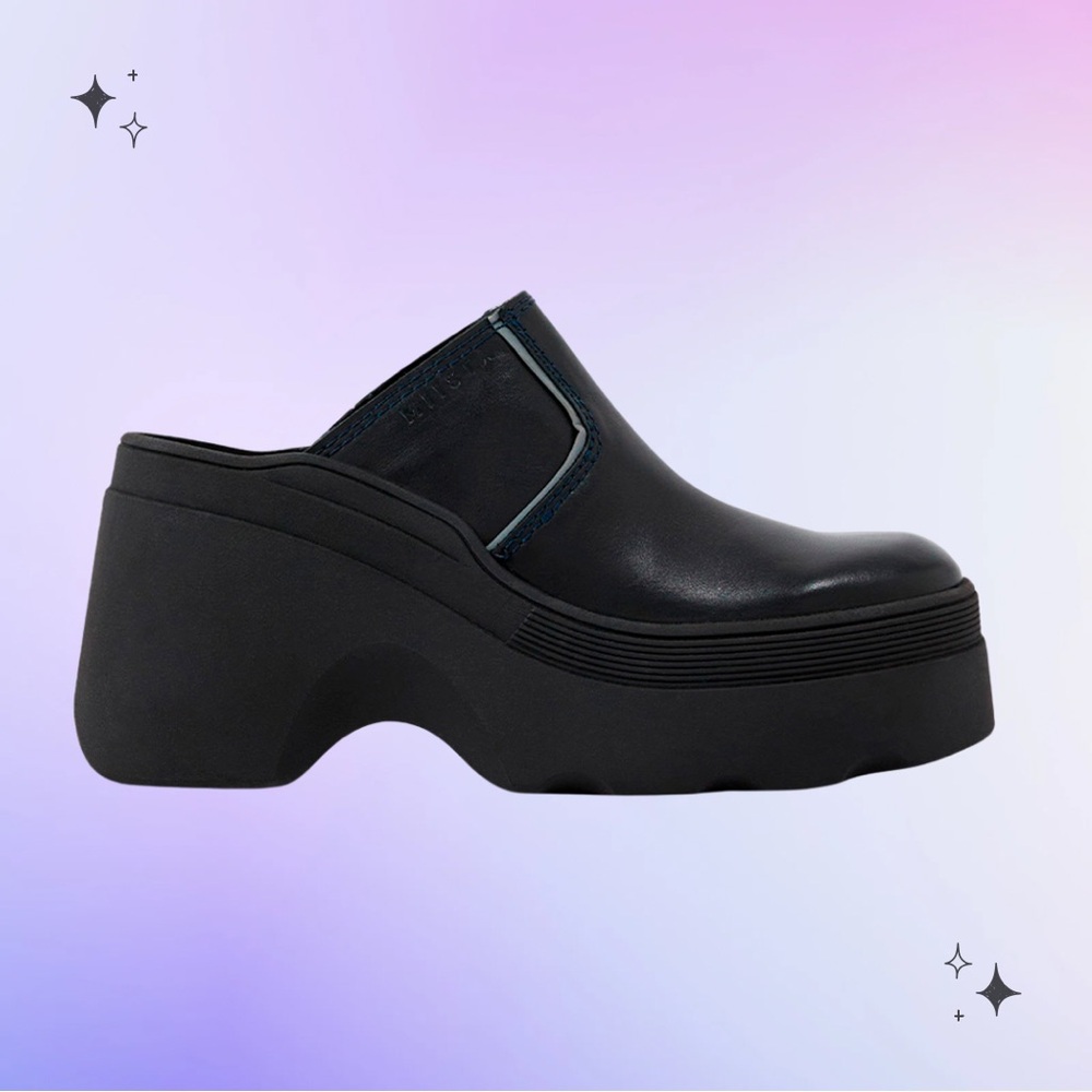 Miista Black Platform mule clogs